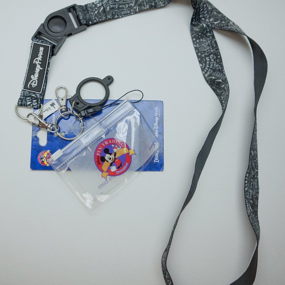 DISNEY Black Pin Trading Lanyard Pouch